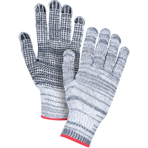 Gants tricotés à pois en poly/coton, un côté, calibre 7, style classique