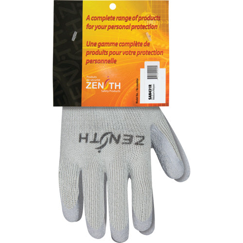 Natural Rubber Comfort Lined Coated Gloves, 8/Medium, Rubber Latex Coating, 10 Gauge, Polyester/Cotton Shell - SAN431R