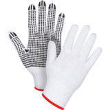 Gants tricotés à pois en poly/coton, un côté, calibre 7, plusieurs tailles disponibles