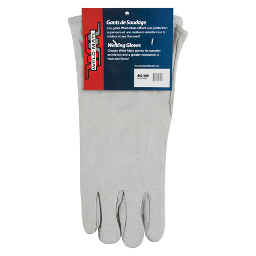 Gants de soudeur d'usage standard, Cuir de vache refendu, Taille Grand - SAO130R