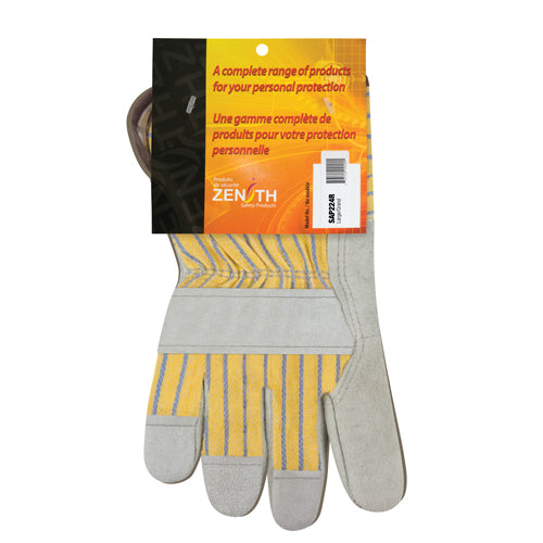 Premium Rough Fitter's Gloves, Large, Split Cowhide Palm, Cotton Lining - SAP224R