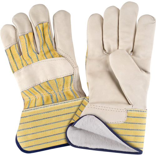 Gant pour ajusteur doublés pour l'hiver résistant à l'abrasion, T-Grand, Paume en Cuir fleur de vache, Doublure en Molleton de coton - SAP245