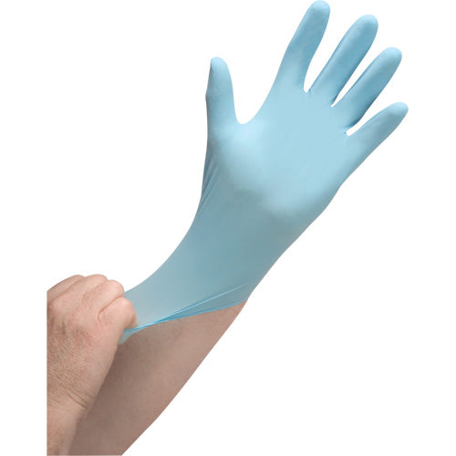 Gants jetables de calibre médical résistants à la perforation en nitrile, 4,5 mils, sans poudre, bleu, Classe 2