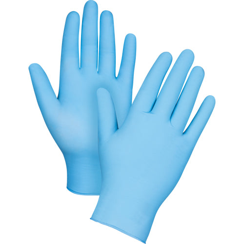 Gants jetables de calibre médical résistants à la perforation en nitrile, 4,5 mils, sans poudre, bleu, Classe 2