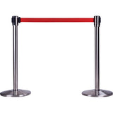 Barrières sur pieds pour le contrôle des foules, Acier, 35" h, Ruban Rouge, Longueur du ruban 7' - SAS226