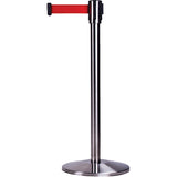 Barrières sur pieds pour le contrôle des foules, Acier, 35" h, Ruban Rouge, Longueur du ruban 7' - SAS226