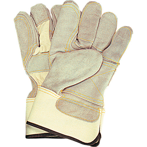 Double Palm Fitter Gloves, Large, Split Cowhide Palm, Cotton Lining - SD604R
