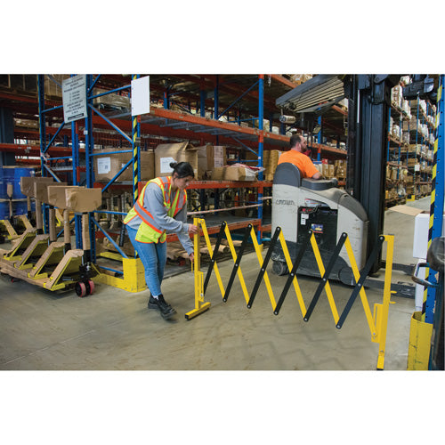Barrière extensible, 37" h x 11' lo, Noir/Jaune - SDK990