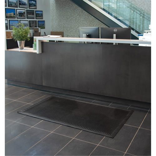 Tapis à profil bas, Caoutchouc, Grattoir Type, Motif Plein, 3' x 5', Noir - SDL871