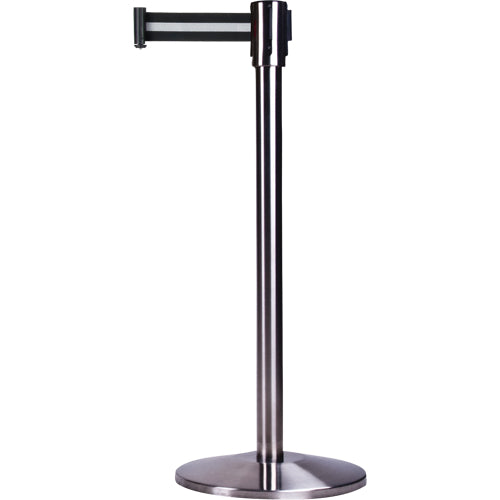 Crowd Control Freestanding Barriers, Steel, 35" H, Black/White Tape, 7' Tape Length - SDN303