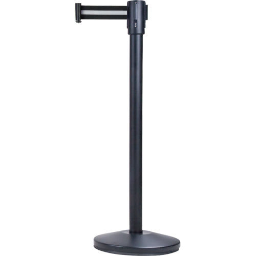 Crowd Control Freestanding Barriers, Steel, 35" H, Black/White Tape, 7' Tape Length - SDN311