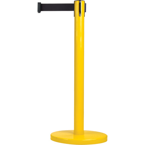 Crowd Control Freestanding Barriers, Steel, 35" H, Black Tape, 7' Tape Length - SDN313