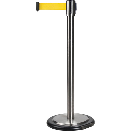 Crowd Control Freestanding Barriers, Steel, 35" H, Yellow Tape, 7' Tape Length - SDN319