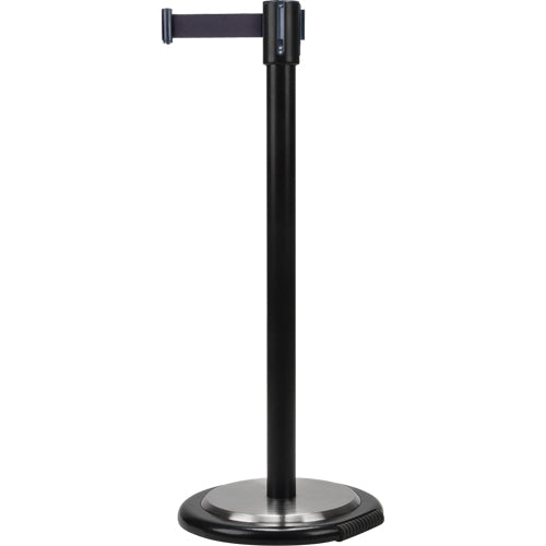 Crowd Control Freestanding Barriers, Steel, 35" H, Black Tape, 7' Tape Length - SDN327