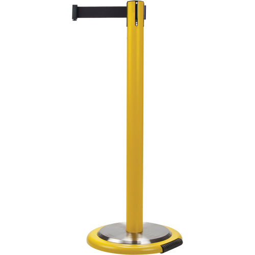 Crowd Control Freestanding Barriers, Steel, 35" H, Black Tape, 7' Tape Length - SDN334