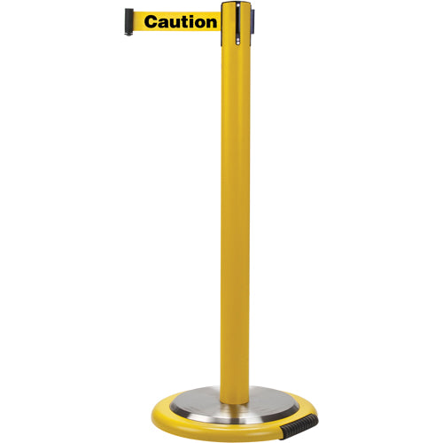 Crowd Control Freestanding Barriers, Steel, 35" H, Yellow Tape, 7' Tape Length - SDN335