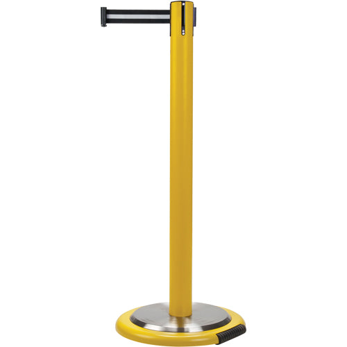 Crowd Control Freestanding Barriers, Steel, 35" H, Black/White Tape, 7' Tape Length - SDN339