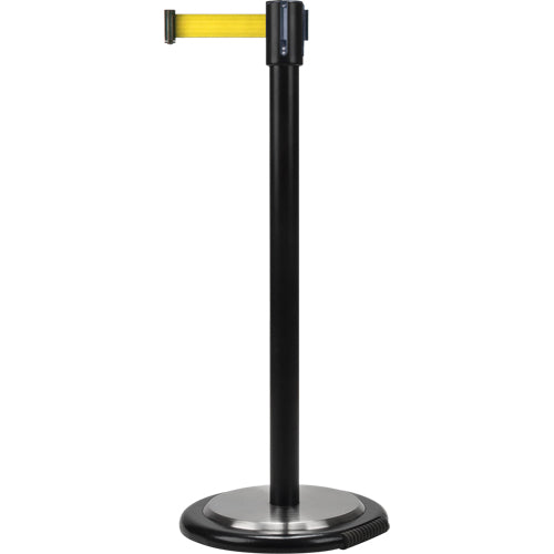 Crowd Control Barrier, Steel, 35" H, Yellow Tape, 7' Tape Length - SDN341
