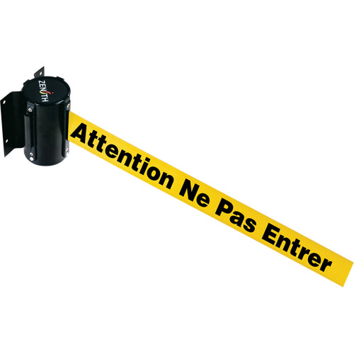 Wall Mounted Barrier, Steel, Screw Mount, 7', Yellow Tape - SDN555