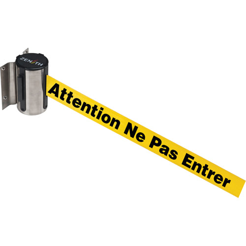 Barrière à fixation murale, Acier, Fixation par vis, 7', Ruban Jaune - SDN563