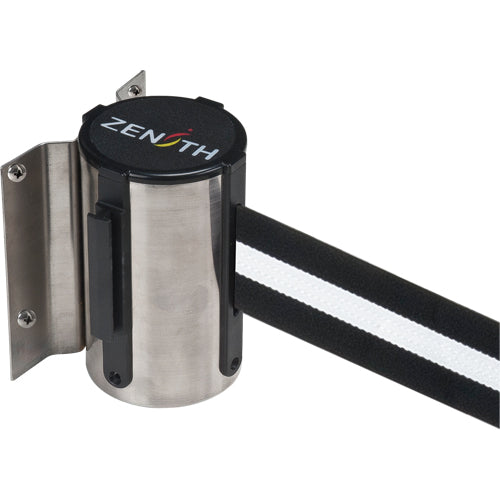 Barrière à fixation murale, Acier, Fixation par vis, 7', Ruban Noir/Blanc - SDN566