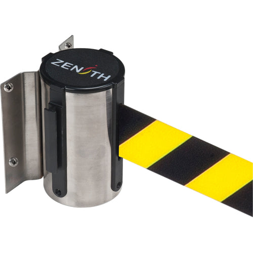 Barrière à fixation murale, Acier, Fixation par vis, 7', Ruban Noir/Jaune - SDN567