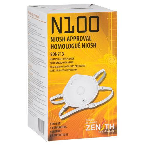 Respirateur contre les particules, N100, Certifié NIOSH, Moyen/grand - SDN713