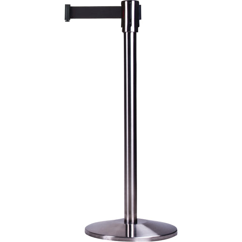Crowd Control Freestanding Barriers, Steel, 35" H, Black Tape, 12' Tape Length - SDN771