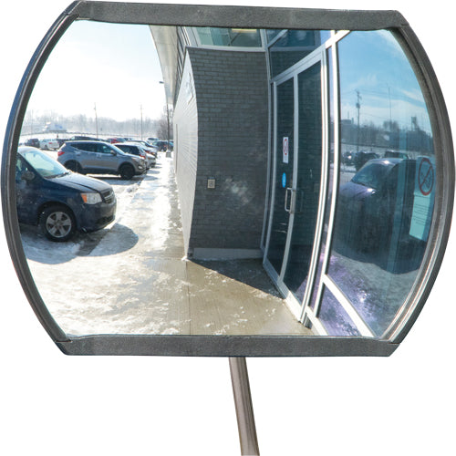 Rectangular/Round Convex Mirror with Telescopic Arm, 18" H x 26" W, Indoor/Outdoor - SDP529