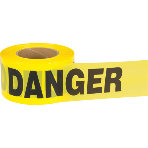 Ruban pour barricade «Danger», Bilingue, 3" la x 1000' lo, 2,5 mils, Noir sur jaune - SDS740