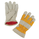 Premium winter lined work gloves, pigskin grain leather palm, foam fleece lining