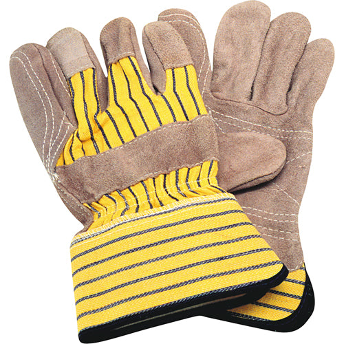 Fitter's Gloves with Double Palm, Large, Split Cowhide Palm, Cotton Lining - SE349