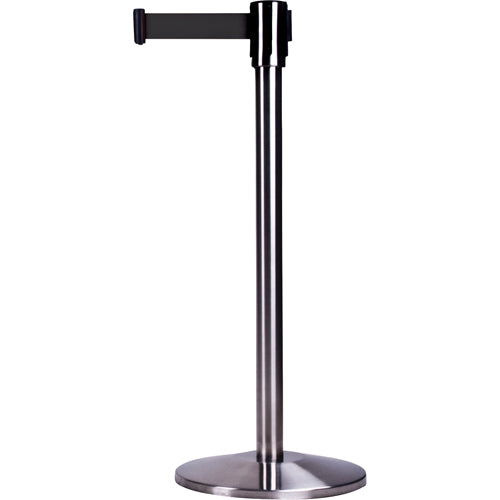 Crowd Control Freestanding Barriers, Steel, 35" H, Black Tape, 7' Tape Length - SEA794
