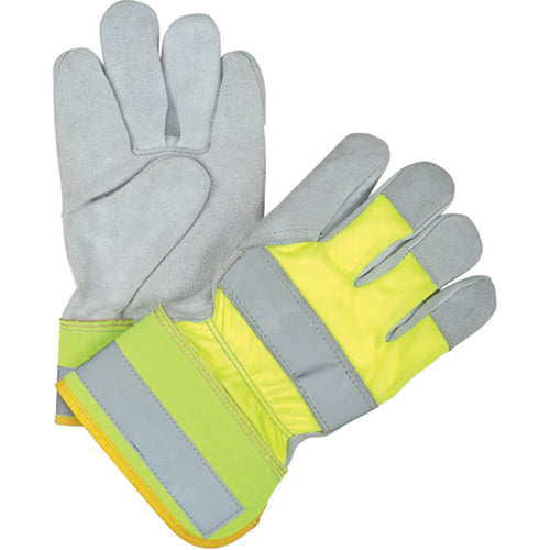 Gants d'ajusteur orange haute visibilité doublés pour l'hiver, Grand, Paume en Cuir de vache refendu, Doublure en ThinsulateMC - SED161