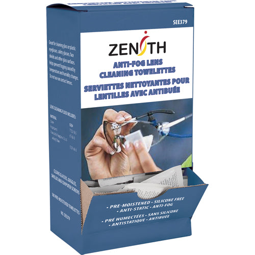Lens Cleaning Wipes, 5" x 8", Pack of 100 - SEE379