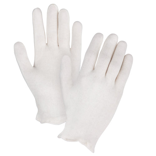 Gants d'inspection de poids moyen en poly/coton avec poignet à ourlet