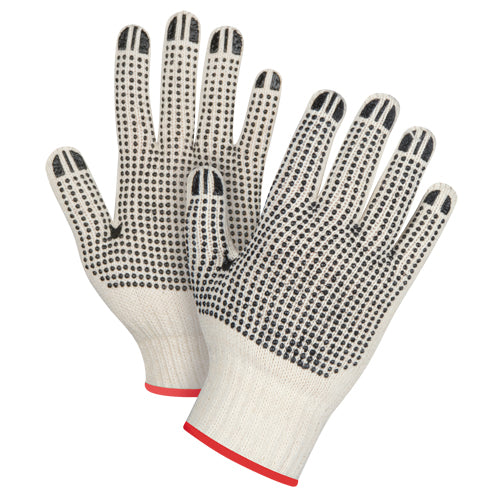 Gants tricotés de poids lourd à deux côtés avec pois en poly/coton, calibre 7