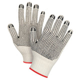 Gants tricotés de poids lourd à deux côtés avec pois en poly/coton, calibre 7