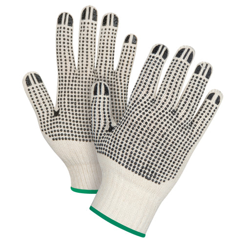 Gants tricotés de poids lourd à deux côtés avec pois en poly/coton, calibre 7