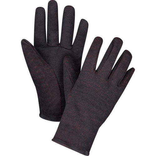 Gants de jersey, Grand, Brun, Molleton rouge, À enfiler - SEE949