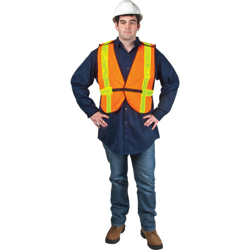 High visibility standard duty polyester safety jacket, orange, several sizes available
