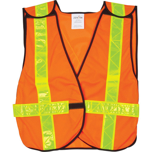High visibility standard duty polyester safety jacket, orange, several sizes available