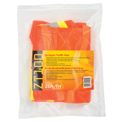 Veste de sécurité pour arpenteur, Orange haute visibilité, Grand, Polyester - SEF102R