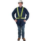 Standard Duty Safety Harness, High Visibility Lime Yellow, Silver Reflective Color, 2X-Large - SEF120