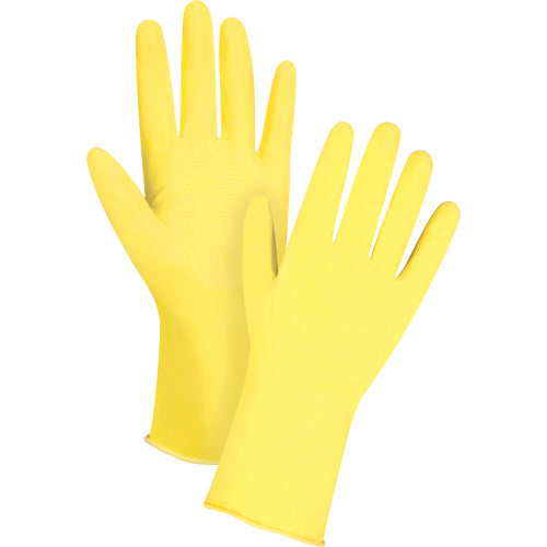 Gants jaune canari de première qualité résistants aux produits chimiques en latex avec doublure ouatée, 12" lo, 15 mils