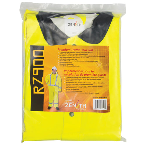 RZ900 Premium Traffic Raincoat, Polyester/PVC, Medium, Lime Yellow - SEH114R