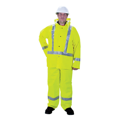RZ900 Premium Traffic Raincoat, Polyester, Small, High Visibility Lime Yellow - SEH113