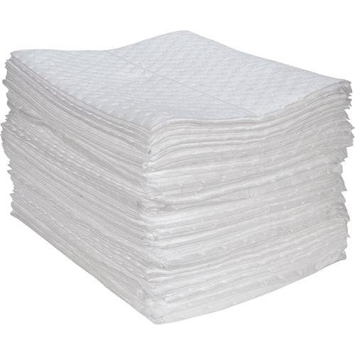 Feuilles absorbantes en fibres fines, Huile seulement, 15" x 17", 30 gal. d'absorption - SEH974