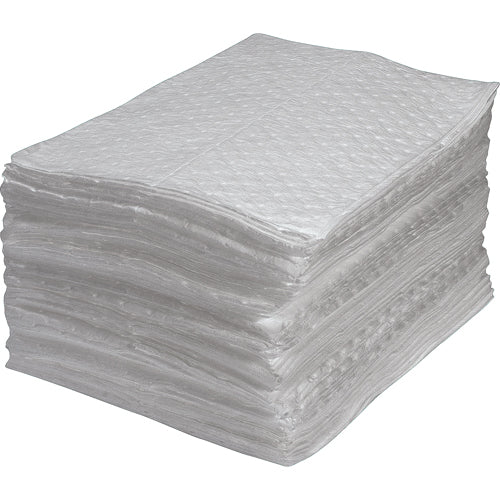 Feuilles absorbantes en fibres fines, Huile seulement, 15" x 17", 30 gal. d'absorption - SEI977