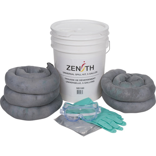 Spill Kit, Universal, Bucket, 5 US gal. Absorbency - SEI160